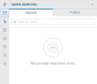 Saves Searches GUI showing Private and Public tabs.